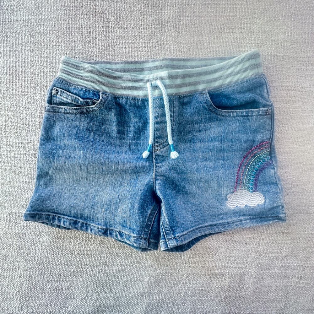 Lands' End Girl's Embroidered Denim Shorts VGUC 8